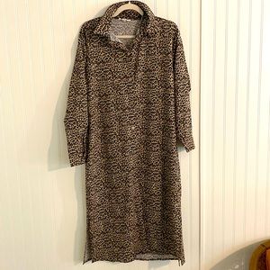 Vici Animal Print Midi Shirt Dress